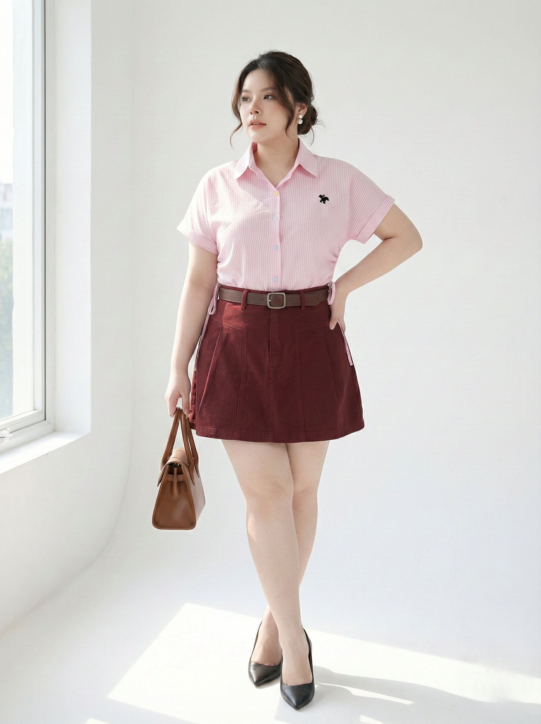 Quần Váy Jean Xếp Ly Bigsize Lưng Cao Gọn Bụng - Đỏ/Trắng/Xanh Đậm/Đen - Vừa 55-90kg - QVJ2101_thumbnail_3