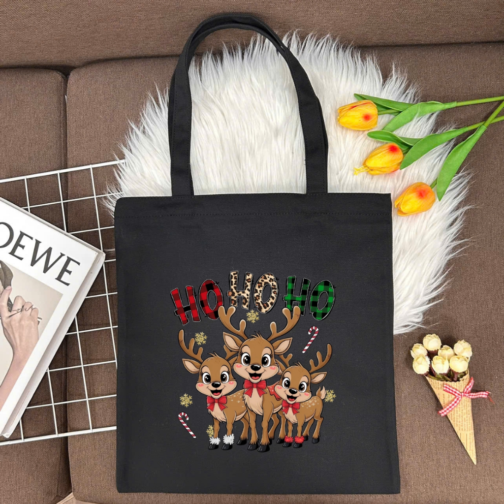 Túi tote vải canvas hình người tuyết, ông già Noel có khóa kéo và ngăn phụ WE TEE - WTU05_thumbnail_12