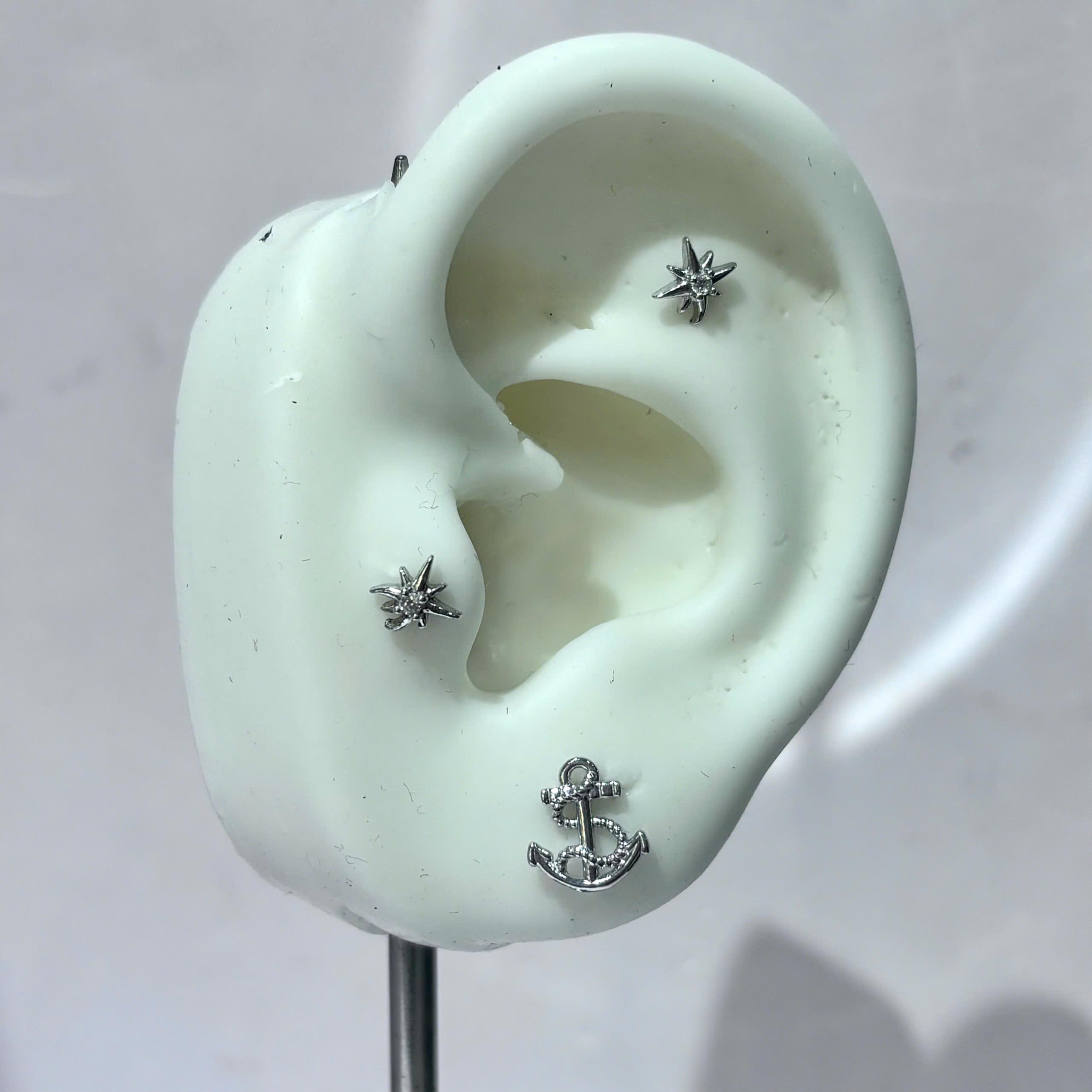 Khuyên kiểu bạc xi kim mỏ neo