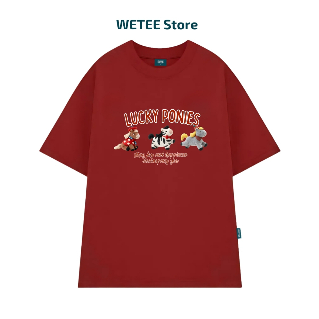 Áo thun Tết 2026 hình 3 chú ngựa Lucky Ponies dáng oversized rộng nam nữ Local brand WE TEE - WU1122 WU1122