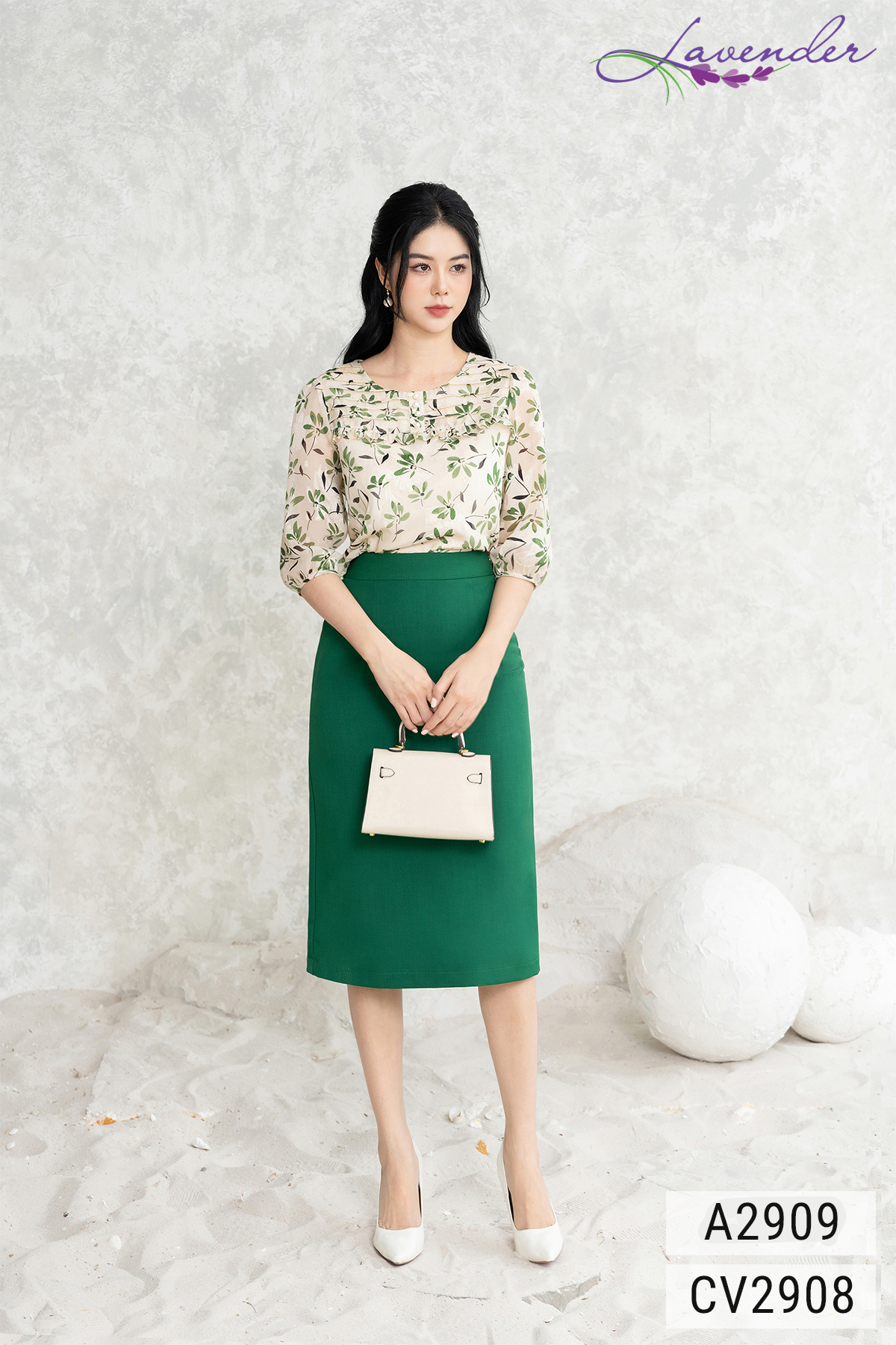Chân váy bút chì Thời trang Lavender xanh lá khóa kéo CV2908_thumbnail_1