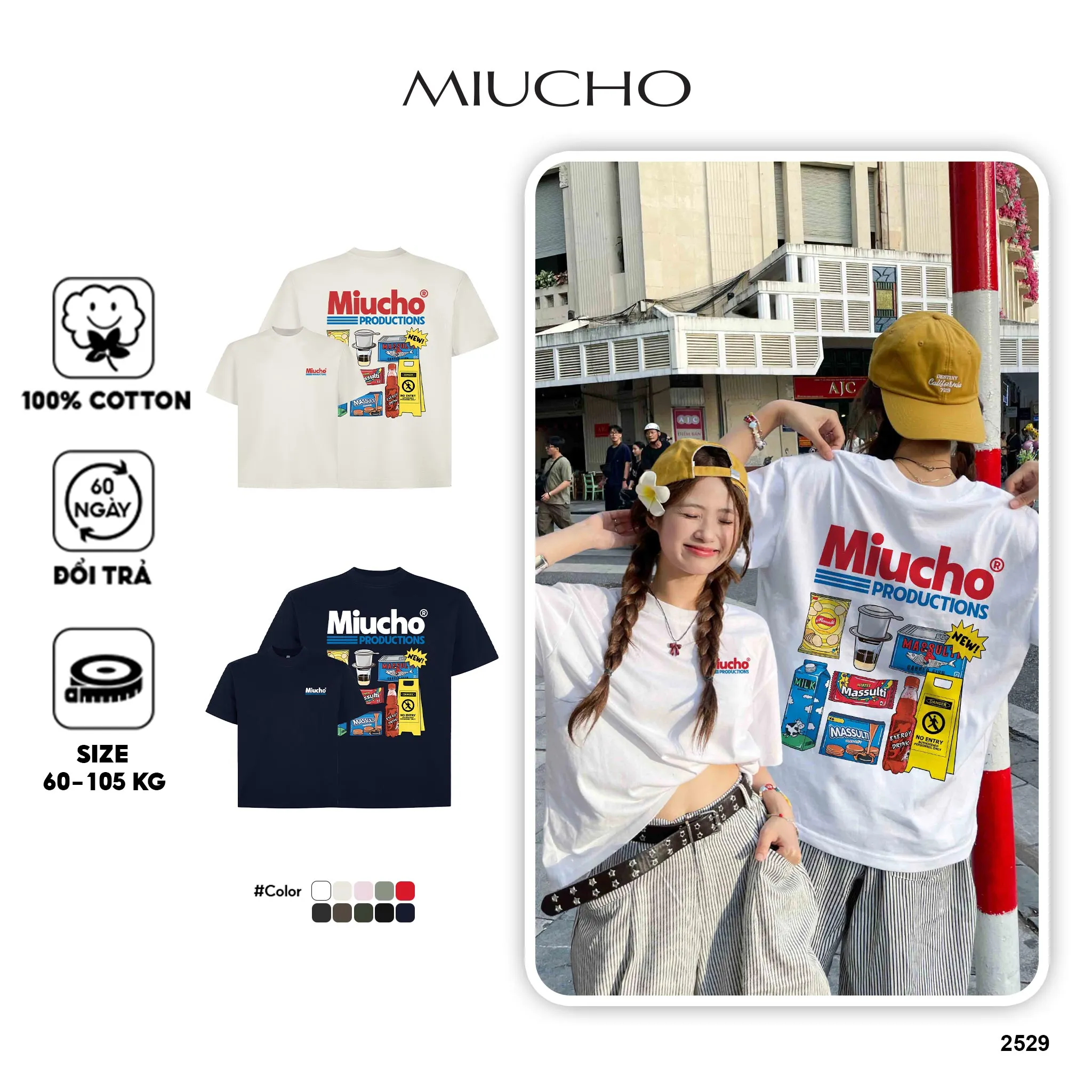 Áo thun form boxy street style unisex 2529 Miucho vải cotton thoáng mát co giãn in mix_thumbnail_1