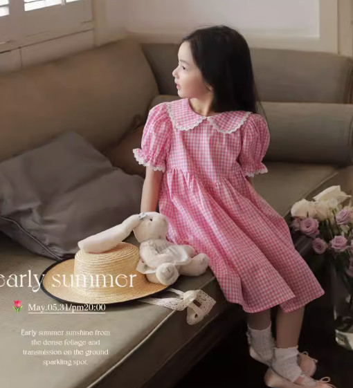 Váy kẻ cổ sen VA24019