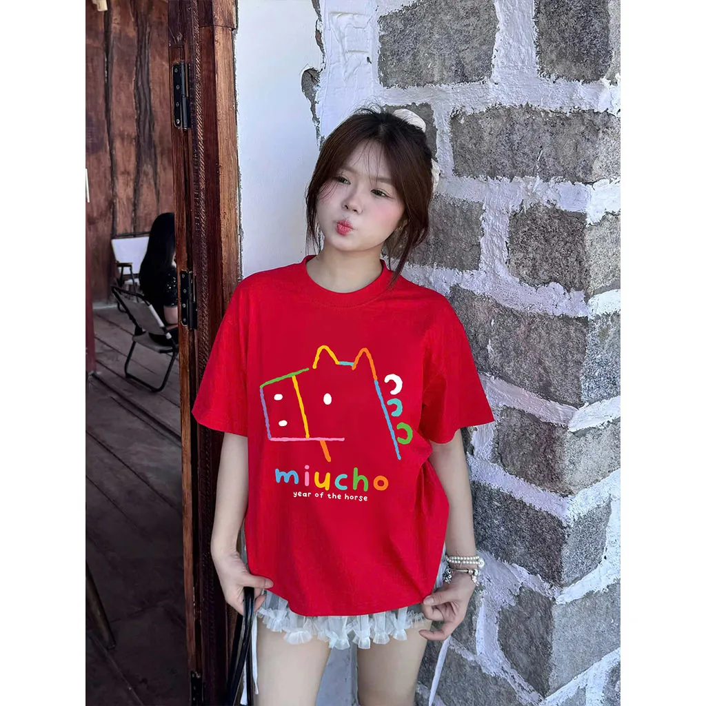 Áo thun nam nữ form boxy Miucho vải dày dặn thoáng mát hình ngựa hoạt hình in mix 2899_thumbnail_8