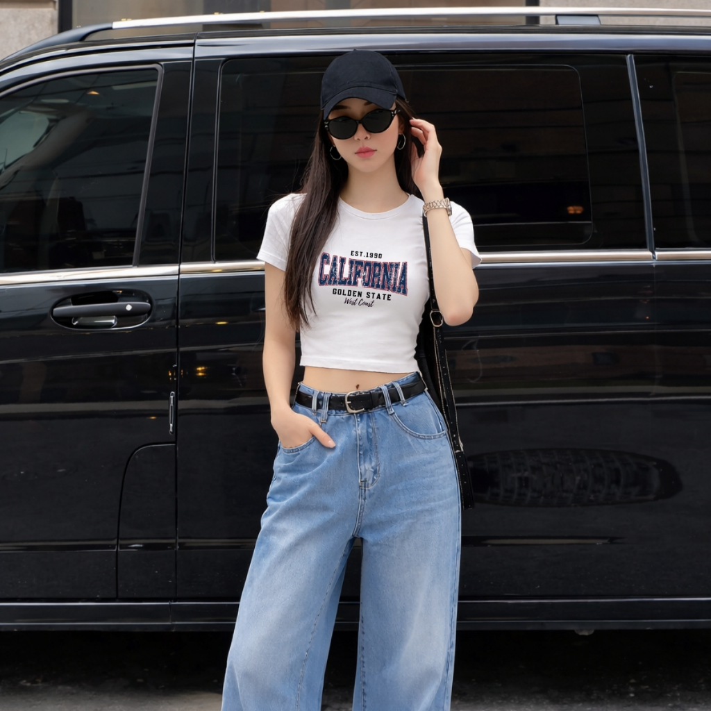 Áo croptop nữ chữ CALIFORNIA Golden state dáng ôm chất thun cotton local brand WETEE - WC1165_thumbnail_3