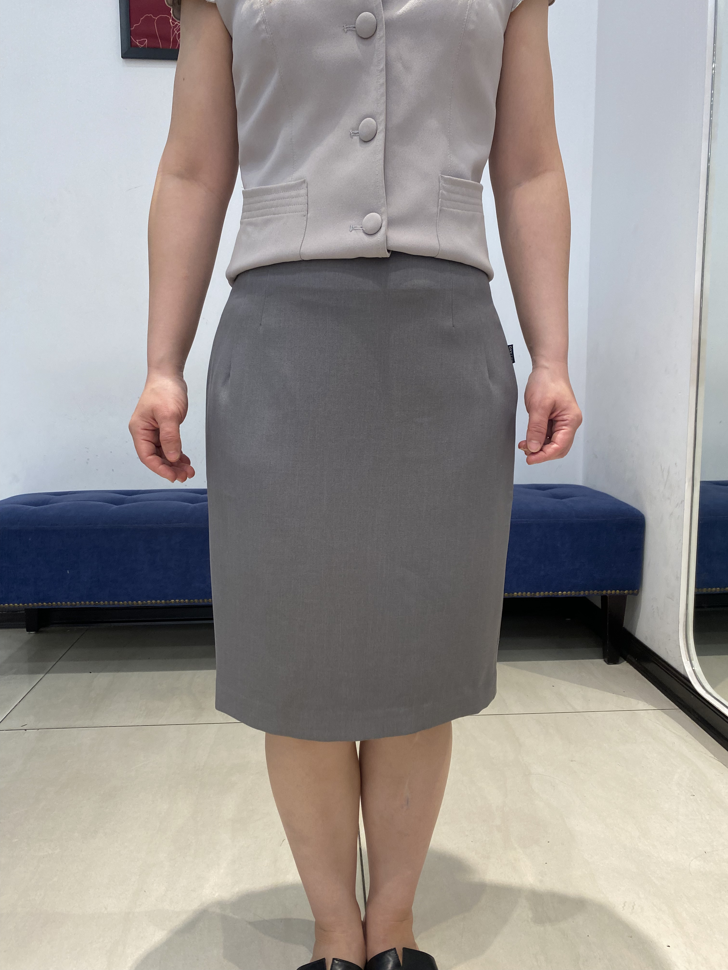 Chân váy Juyp Tuytxi len màu ghi xanh