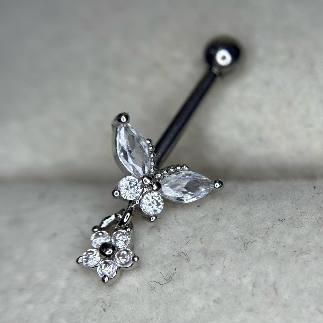 khuyên kiểu vertical bướm kim cương trắng rơi ngôi sao tòn ten