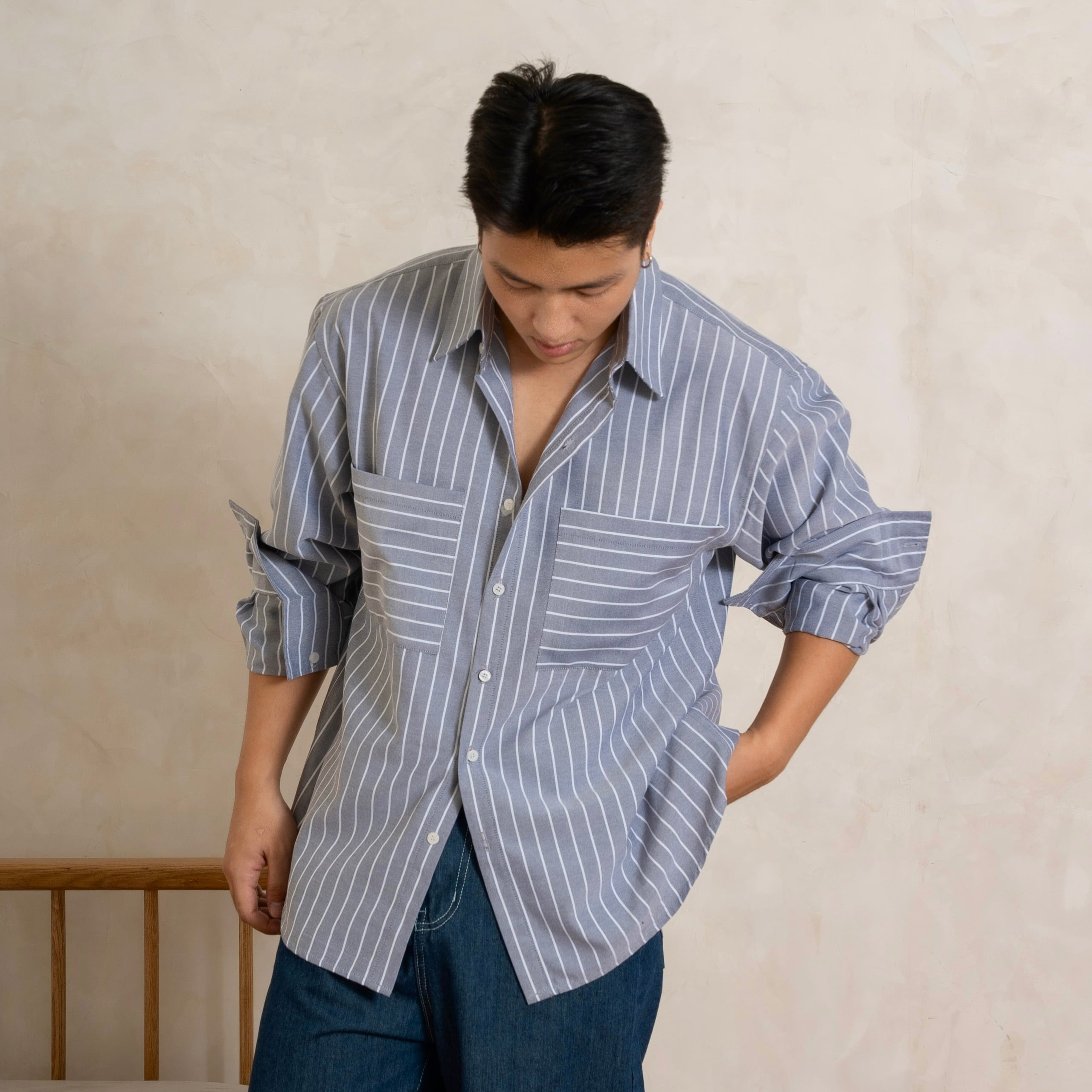 Áo Sơ Mi Dài Tay Mike Striped Vải Oxford Form Relaxed_thumbnail_2