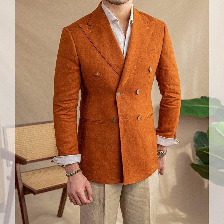 Áo Blazer Nam Cao Cấp Harold Havana Linen Blazer Double
