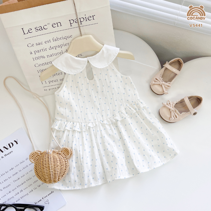 Váy cộc TRẮNG trái tim xanh nơ cổ_thumbnail_1