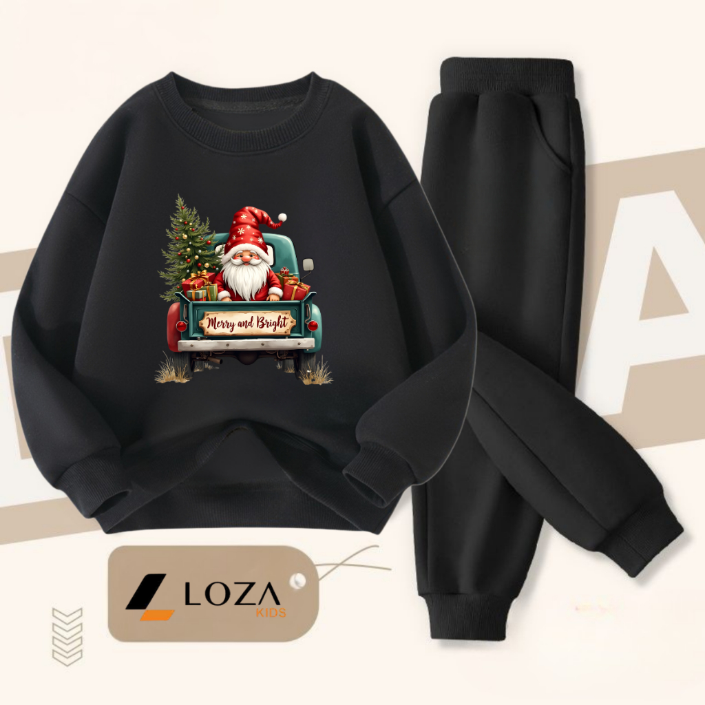 Set bộ nỉ bé trai, bé gái in hình Ông già Noel - Loza Kids BI488_thumbnail_4