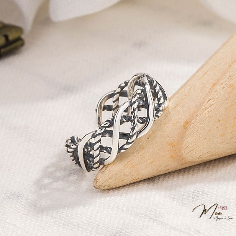 N126 - Nhẫn vặn thừng kép xoắn sơn đen freesize_thumbnail_2