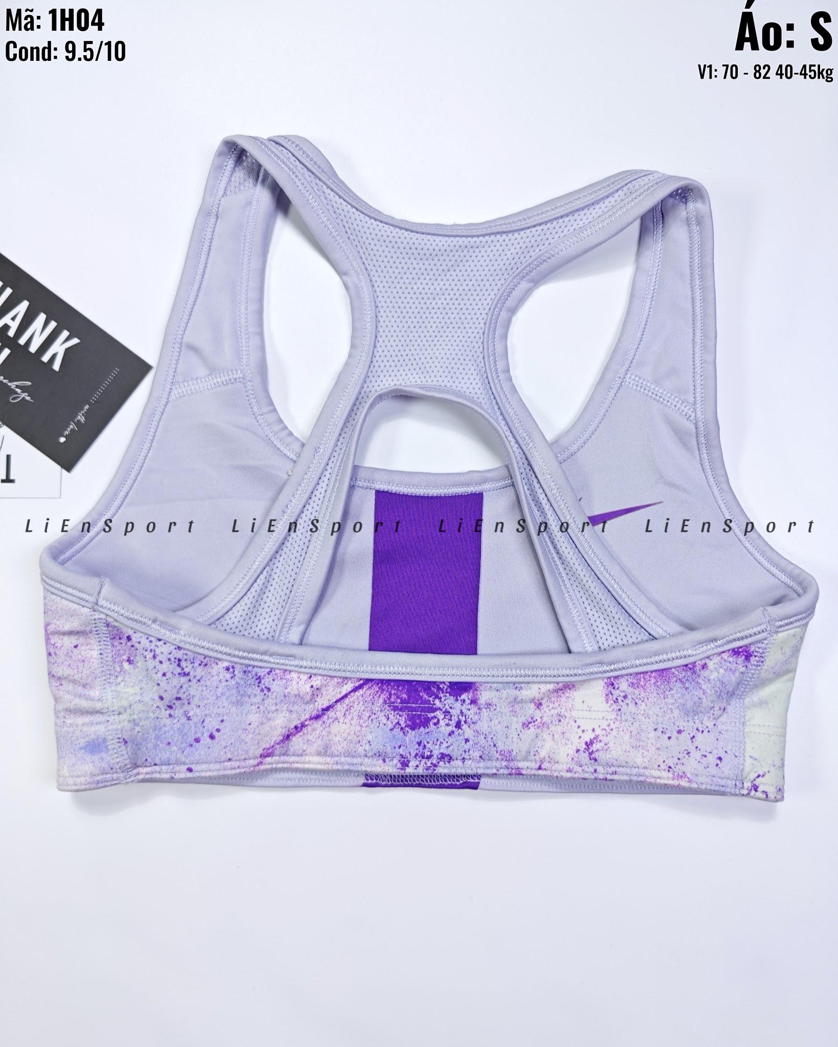 Nike Áo bra thể thao Nữ Size S Tím pastel trắng Auth 2nd Thiết kế 2 lớp nâng đỡ Quai chữ X lưng Vải co giãn thấm hút tốt Logo Swoosh ép nhiệt Phù hợp gym yoga chạy bộ Mã:1H04_thumbnail_6