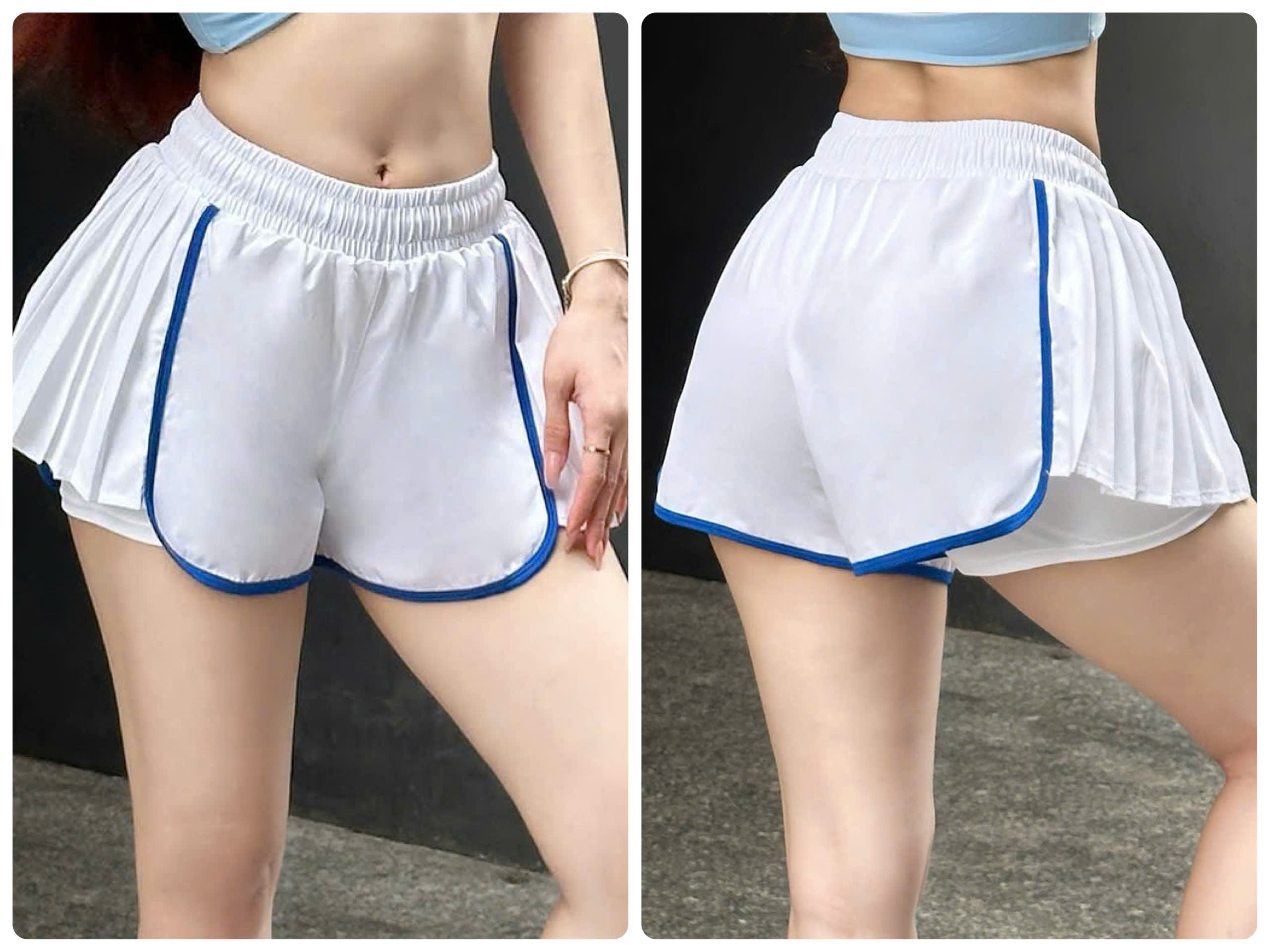 Quần Đùi Thể Thao Nữ Boxer 2 Lớp Xếp Li 2 Bên Phối Viền_thumbnail_21