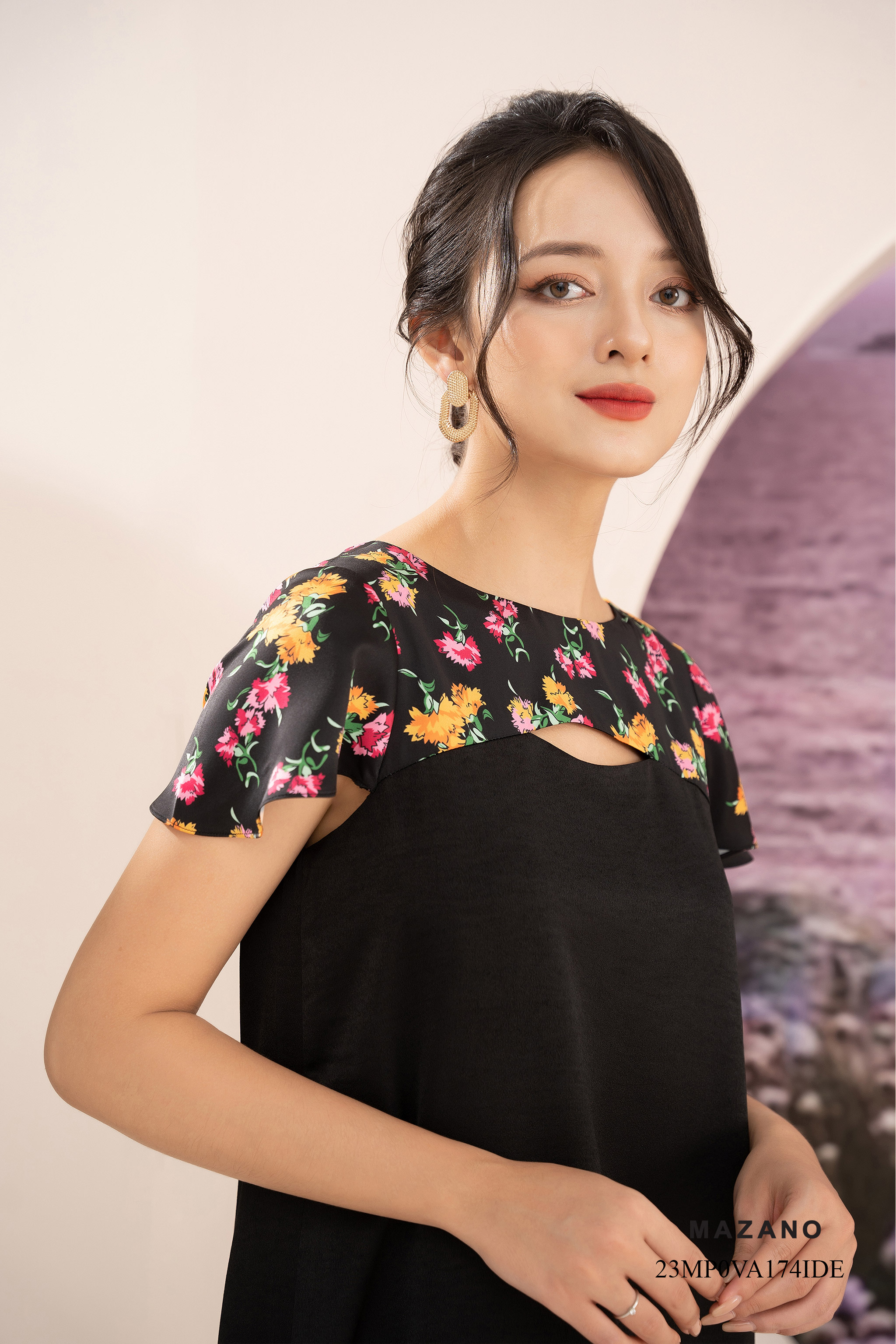 Đầm suông A phối họa tiết in, chân mullet_thumbnail_3