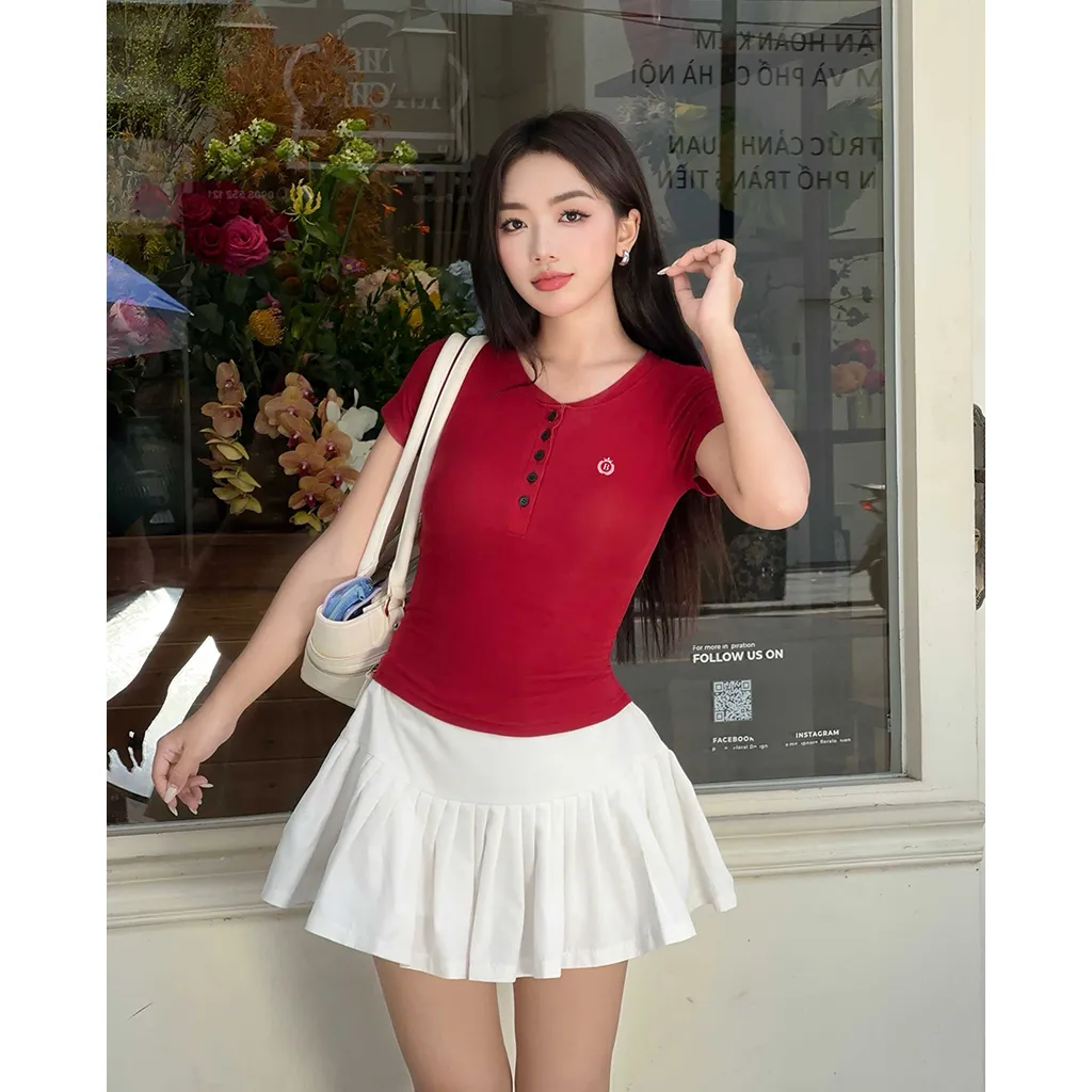 Áo thun ôm body cổ nút Miucho vải visco dày dặn thoáng mát thấm hút tốt tôn dáng in artwork 2722_thumbnail_5