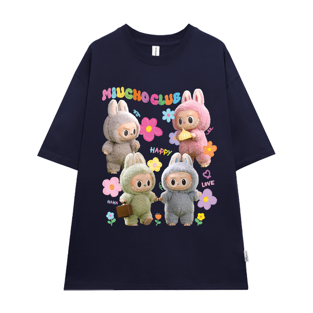 Áo thun labubu dễ thương form rộng nhiều màu ATD1452 Miucho vải cotton cổ tròn in mix_thumbnail_16