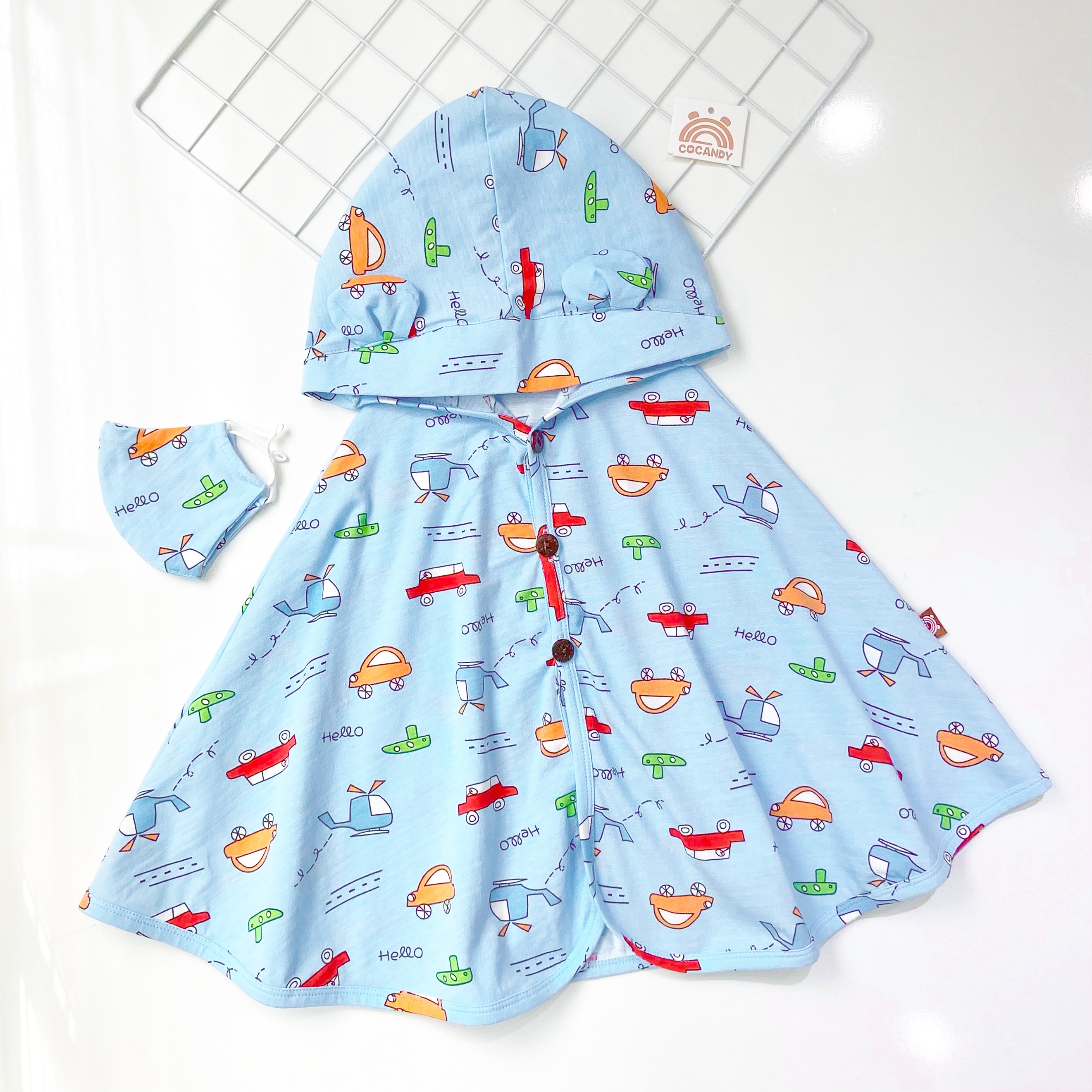 Áo choàng COTTON cao cấp COCANDY ô tô XANH_thumbnail_0