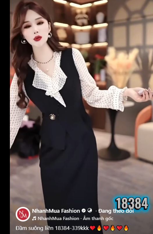 18384- Đầm suông phối tay ren kim sa trắng (thun poly)