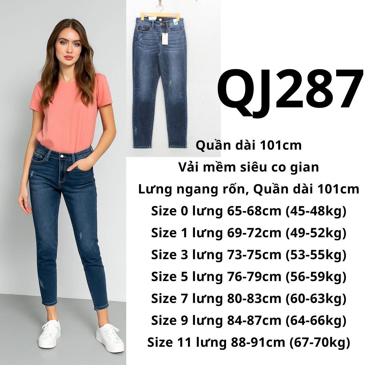 QJ287 - Jeans xước JB