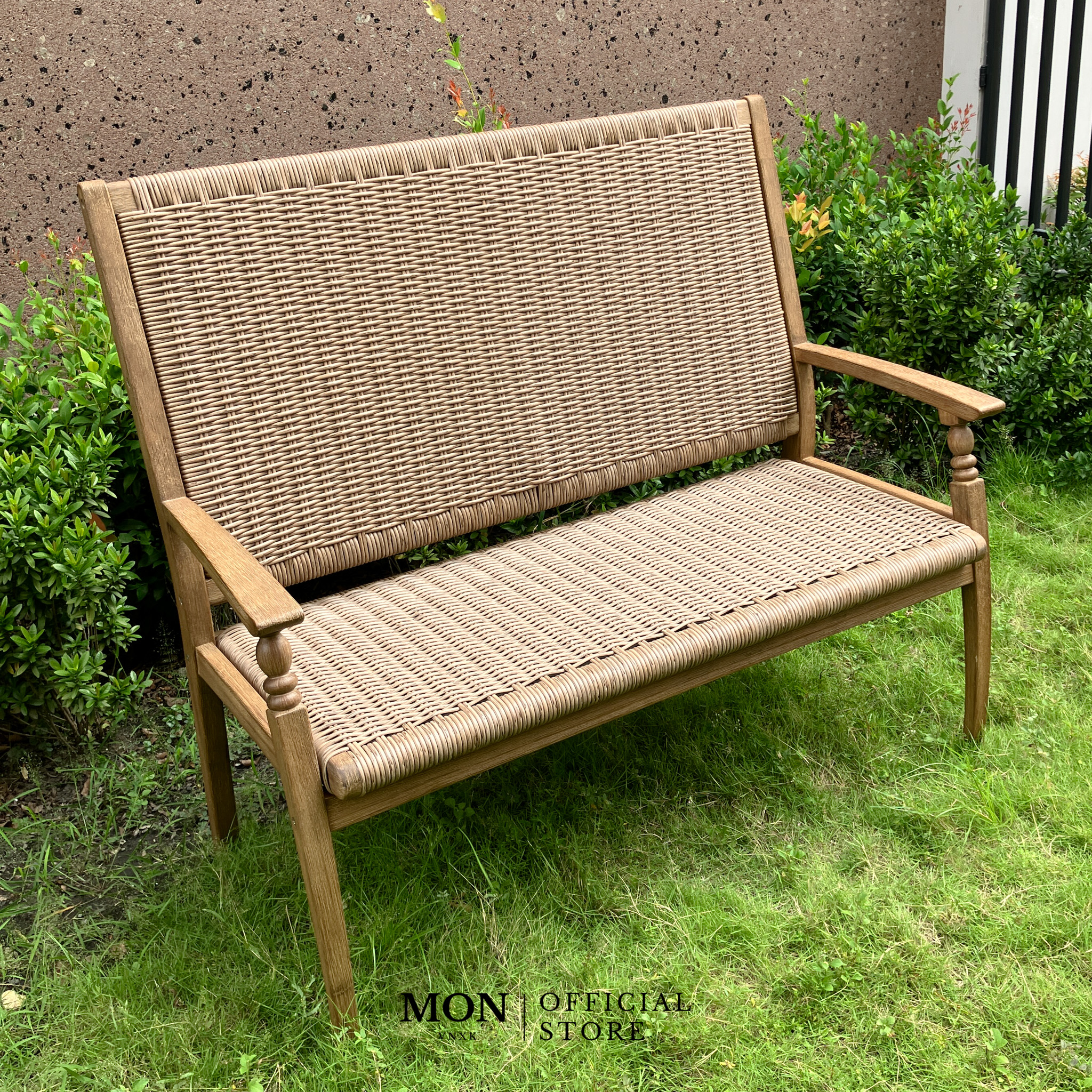 GHẾ BENCH PANAMA GỖ TEAK ĐAN MÂY_thumbnail_3