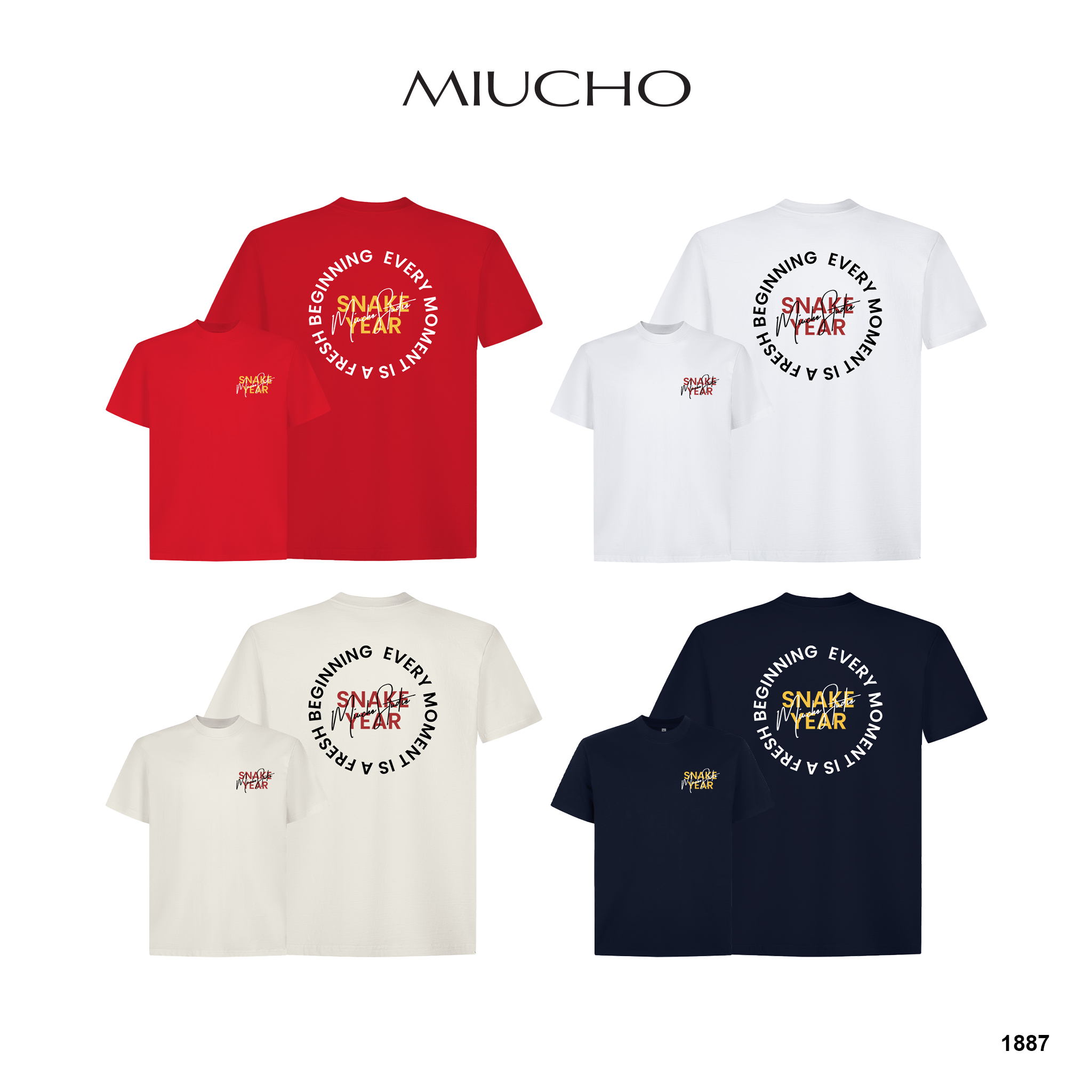Áo phông tết form rộng 1887 Miucho Club chất vải cotton 2c 250gsm cổ tròn in typography