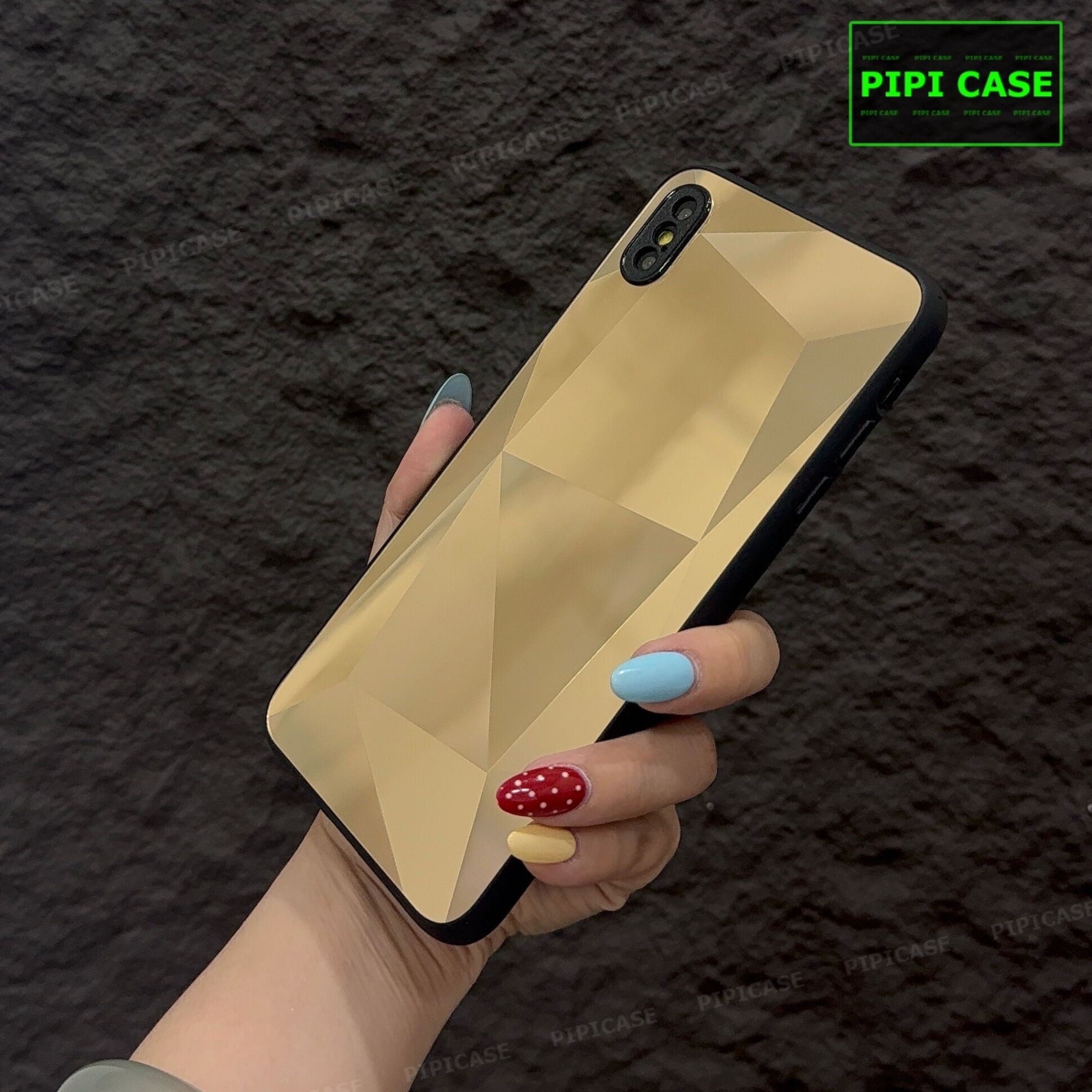 Ốp Lưng iPhone X / XS - Kim Cương 6D - Vàng