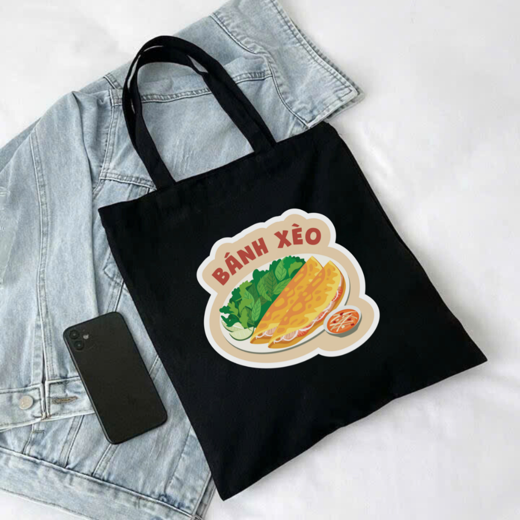 Túi Tote BST Ẩm thực đường phố Việt Nam - Túi vải canvas có túi phụ và khoá kéo đựng vừa A4 (33x37cm) - TOTE22_thumbnail_4
