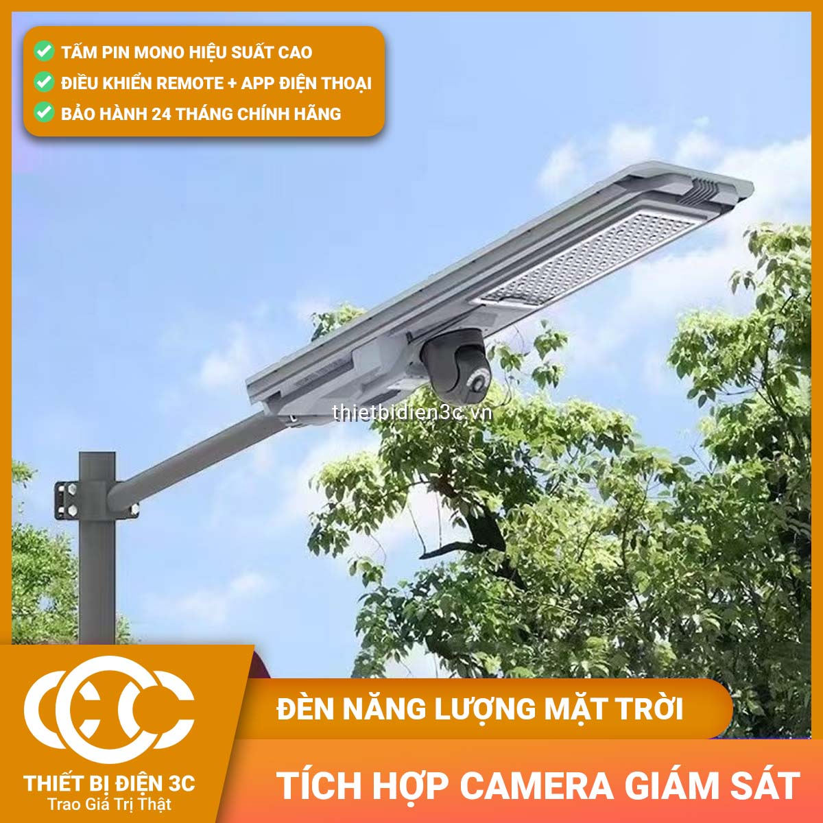 Đèn Năng Lượng Mặt Trời Tích Hợp Camera 3C