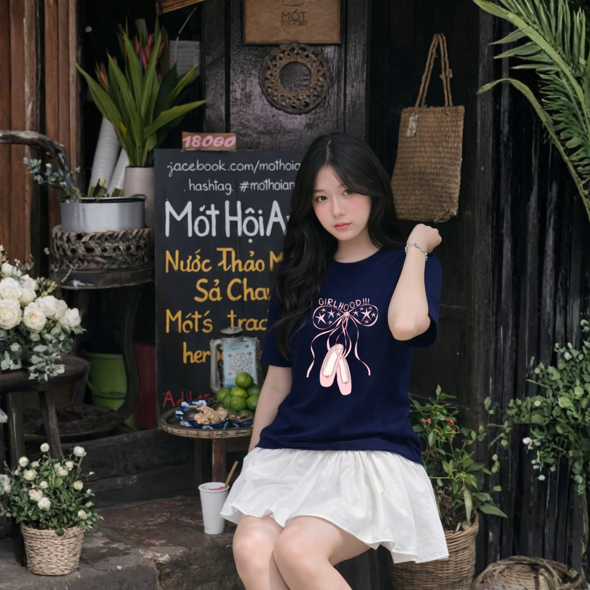 Áo thun unisex UX30-1172 nơ ballet hồng GIRLHOOD dáng oversized local brand WETEE_thumbnail_4