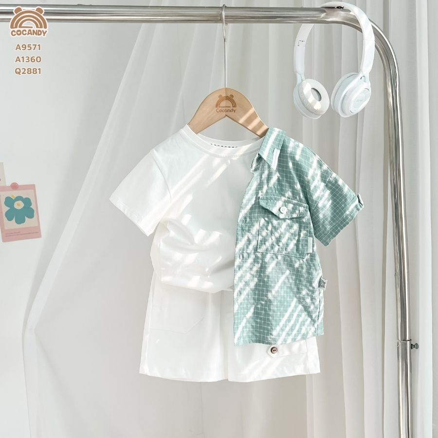 Áo cộc caro XANH MINT sơ mi nắp túi_thumbnail_1