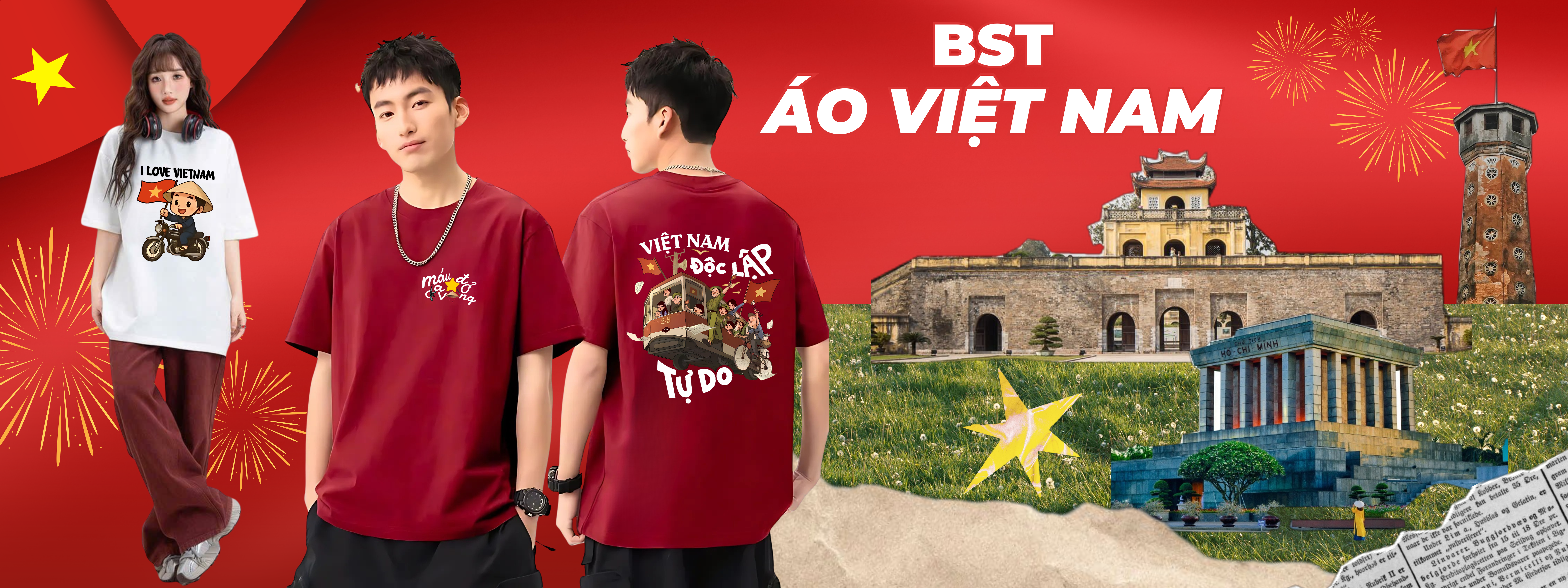 Đỏ Vàng Rực Rỡ Sale Deal Ưu Đãi Lễ Giải Phóng Miền Nam Quốc Tế Lao Động Quốc Khánh 304 15 29 Banner (1200 x 450 mm)