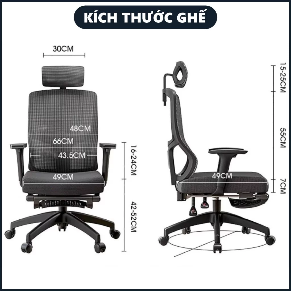 Ghế Xoay Văn Phòng Công Thái Học LXVIO – Ghế Xoay Lưng Lưới Thoáng Khí, Nệm Êm Thoải Mái, Thư Giãn Suốt Ngày Làm Việc_thumbnail_2