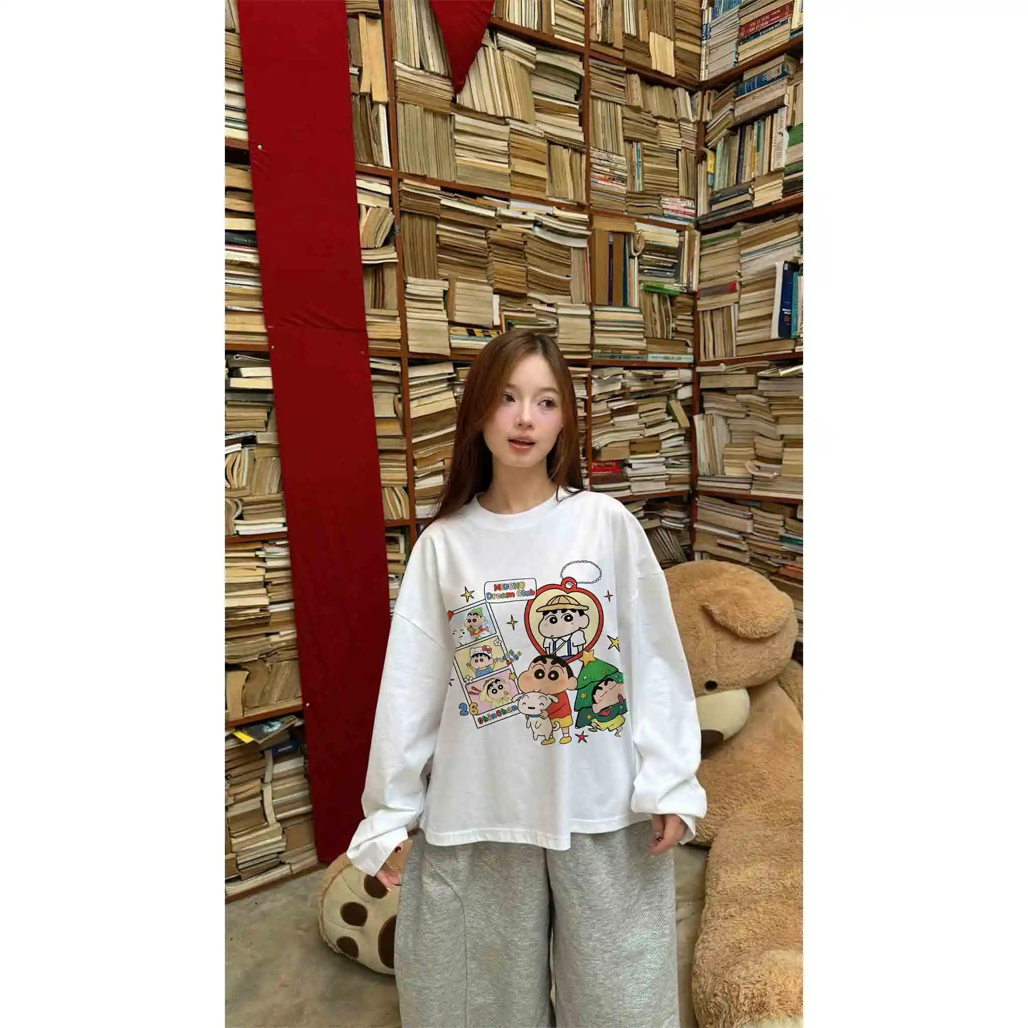 Áo thun boxy tay dài Miucho vải cotton co giãn 2 chiều thoáng mát hình Cu Shin đáng yêu in mix 2770_thumbnail_8