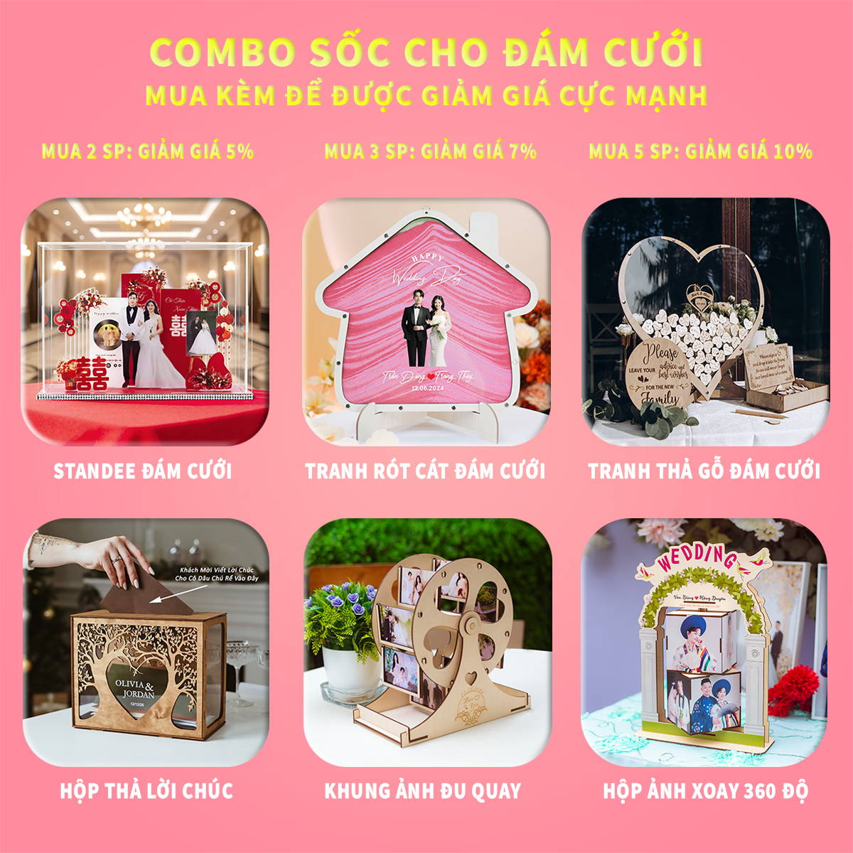 Standee Đám Cưới – Mô Hình Mica 3D Trang Trí, In Ảnh Theo Yêu Cầu, Quà Cưới Decor (Tặng Hộp+ Túi) - Size tính theo chiều ngang_thumbnail_9