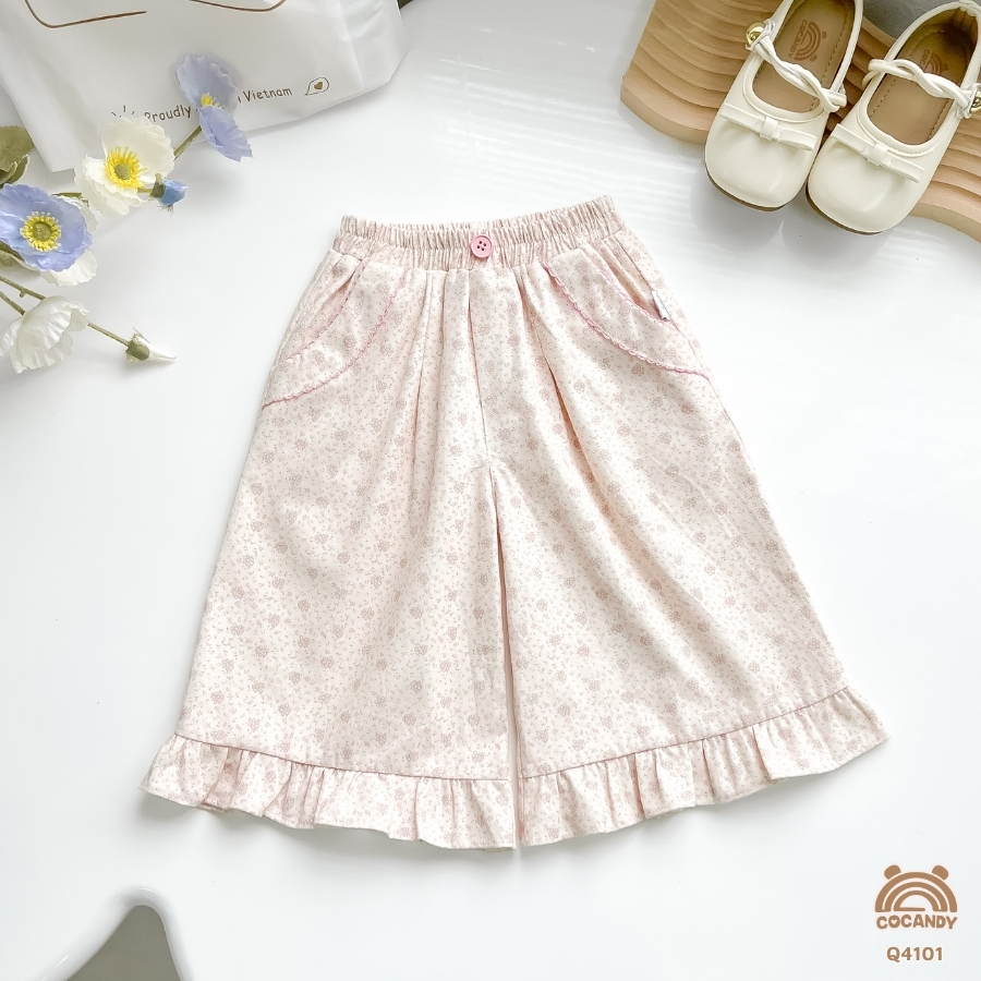 Quần dài suông BE hoa nhí bèo gấu