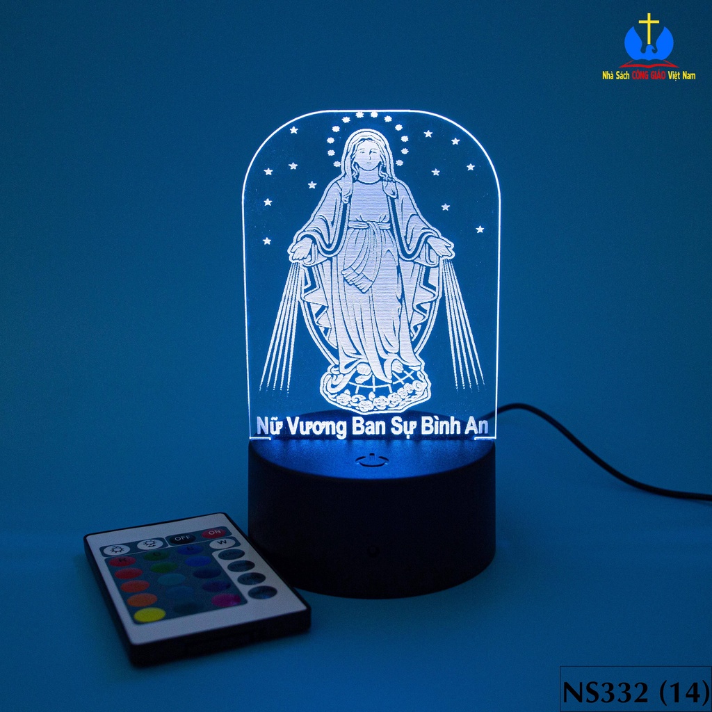 Đèn Led 3D nhiều màu để bàn mẫu Đức Mẹ Ban Ơn Maria khắc tên theo yêu cầu trang trí phòng, xe, quà tặng Công Giáo NS332_thumbnail_4