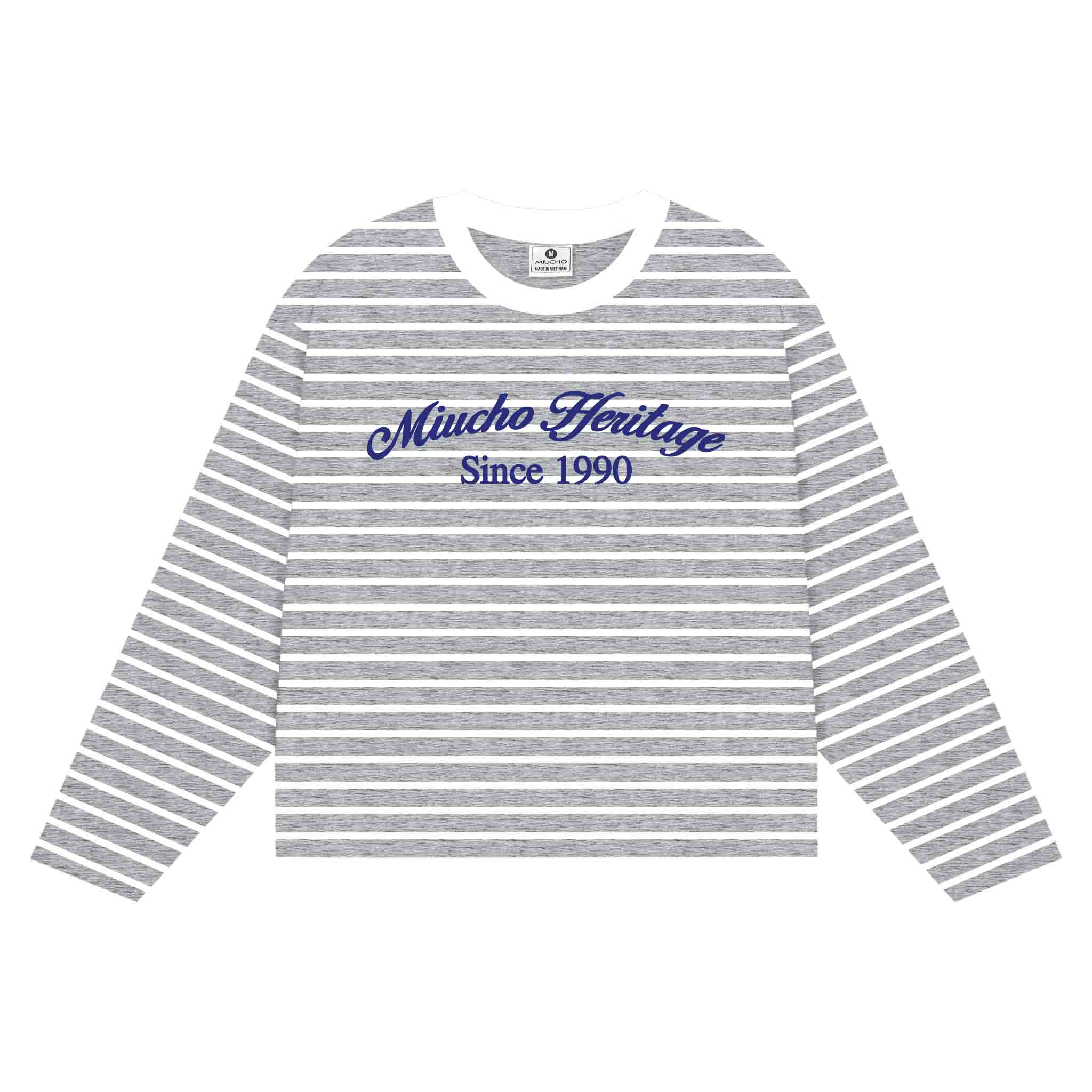 Áo thun boxy tay dài kẻ sọc Miucho bo rip cao cấp thoáng mát cổ tròn since 1990 in typography 2699_thumbnail_7