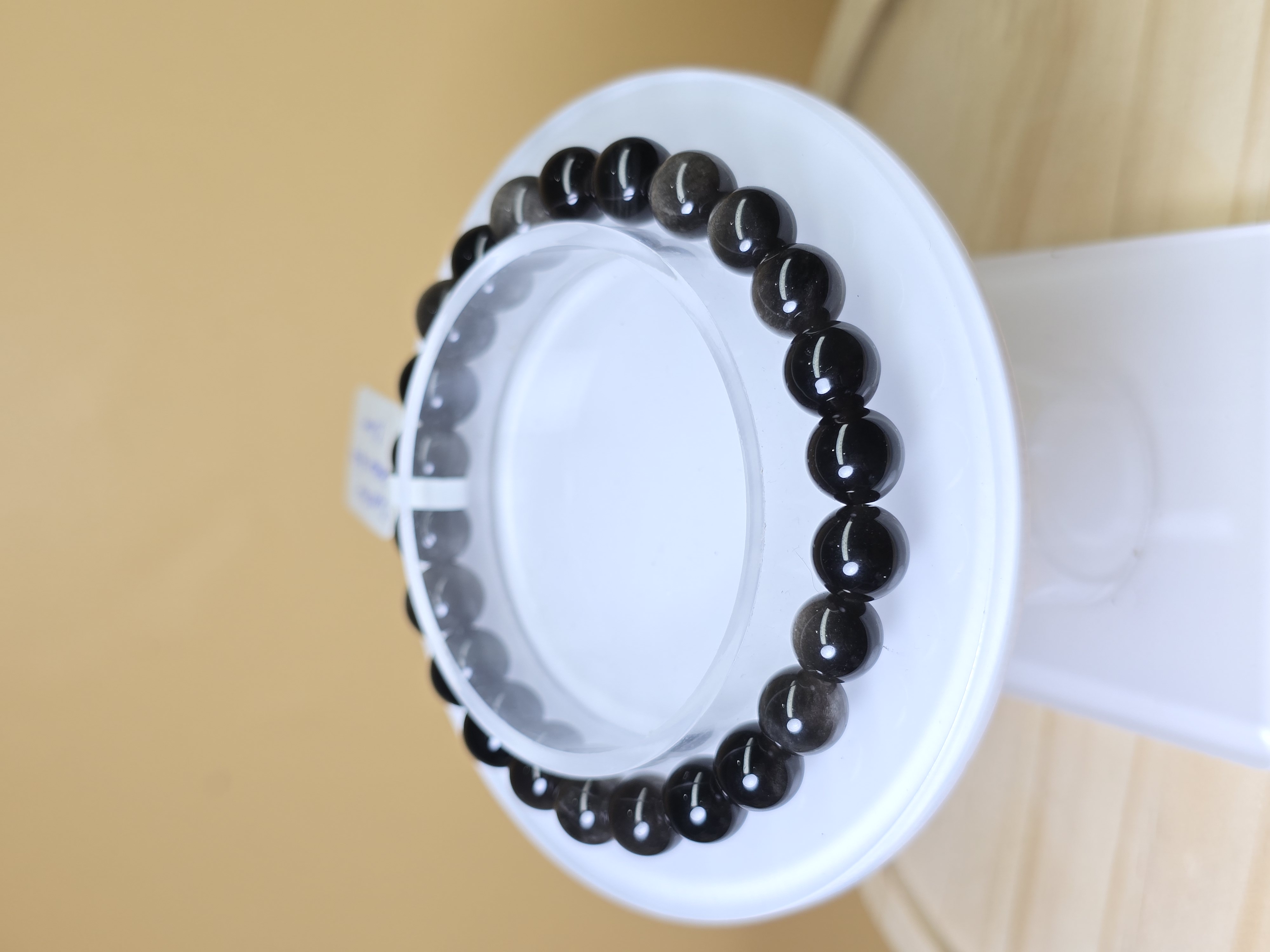 Vòng Đá Thủy Tinh Núi Lửa Ánh Bạc Silver Sheen Obsidian