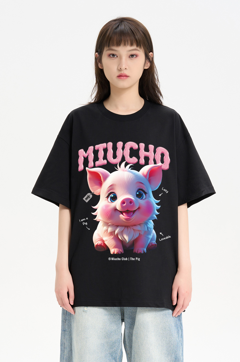 Áo thun form rộng 12 con giáp tuổi Hợi (tuổi heo) ATD1242 Miucho tay ngắn cổ tròn in mix_thumbnail_2