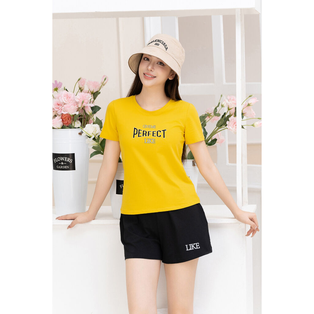 [Form Vừa] Bộ đồ nữ in chữ Perfect - Set cộc tay mặc nhà/ đi chơi LOZA VP336_thumbnail_5