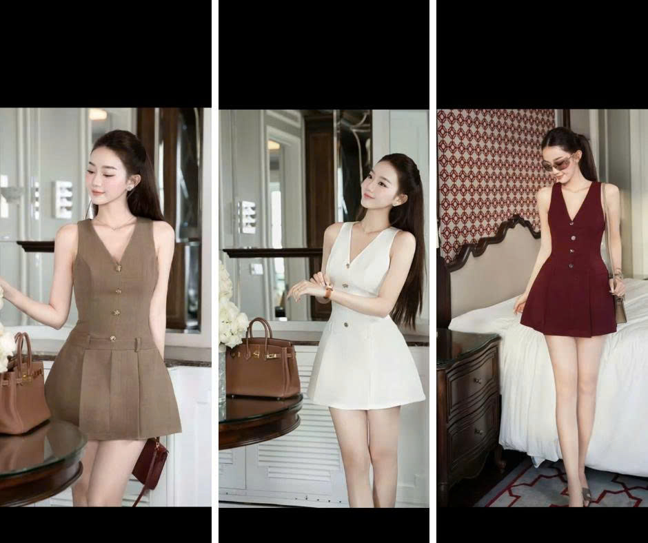 Đầm cổ V dáng A