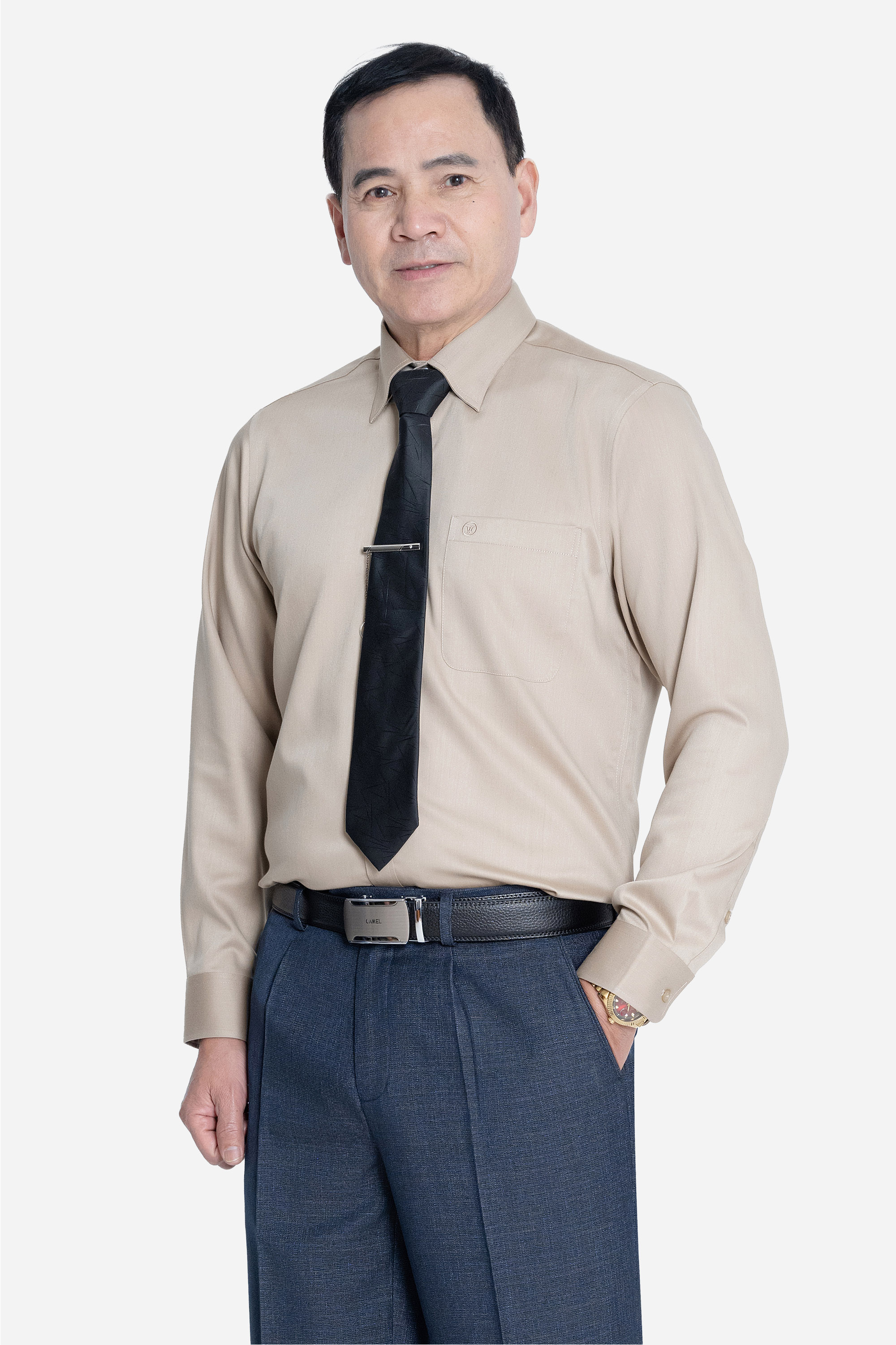 Sơ Mi Trơn Dài Tay Nam Trung Niên ANCHI Chất Liệu Sợi Sồi Cao Cấp Màu Trắng_thumbnail_25