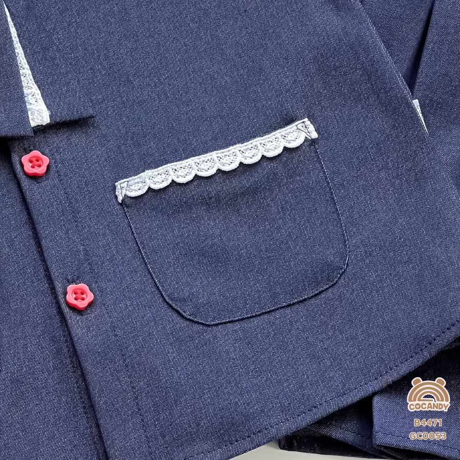 Bộ cộc XANH DENIM cúc đỏ + chân váy xếp ly_thumbnail_2