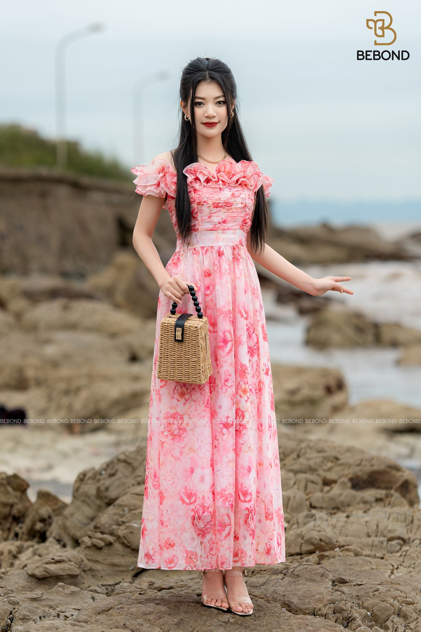ĐẦM MAXIM HỌA TIẾT HOA PHĂNG HỒNG- BALINA DRESS_thumbnail_3