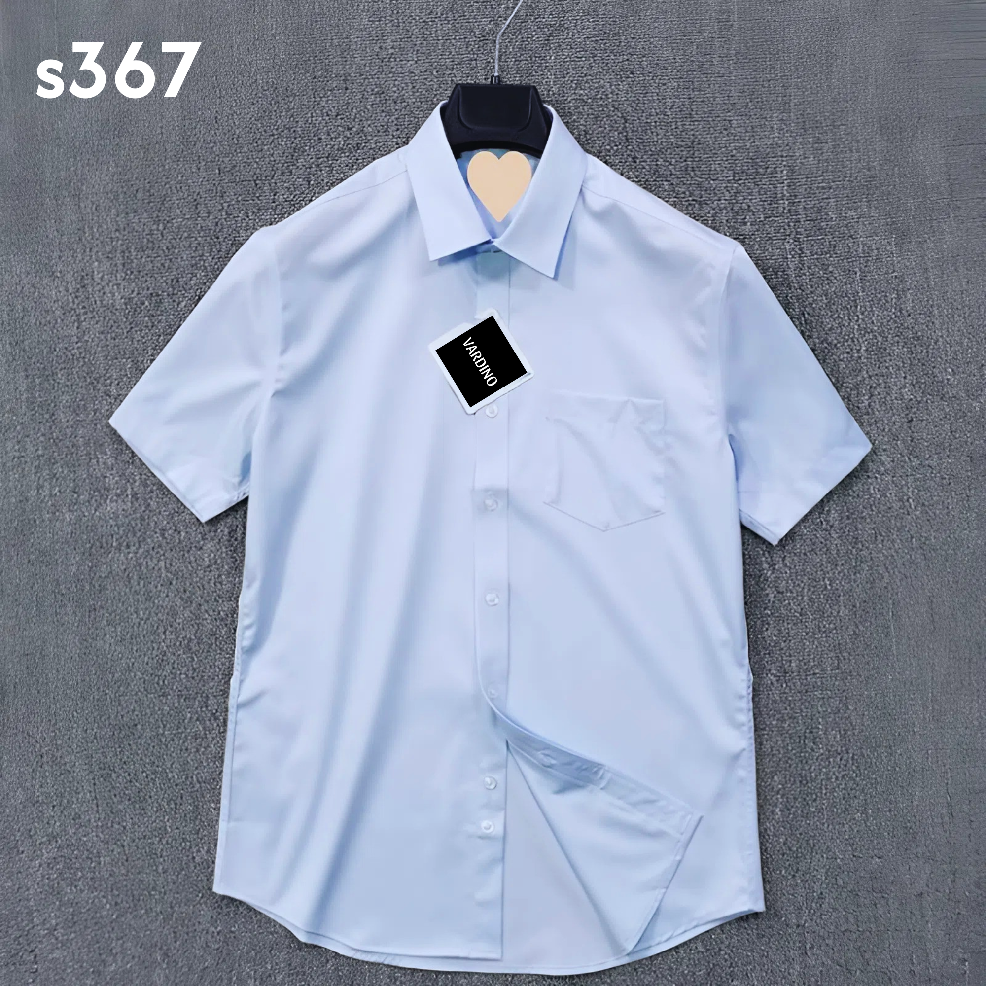 Áo sơ mi trơn ngắn tay xanh nhạt Vardino s367_thumbnail_1