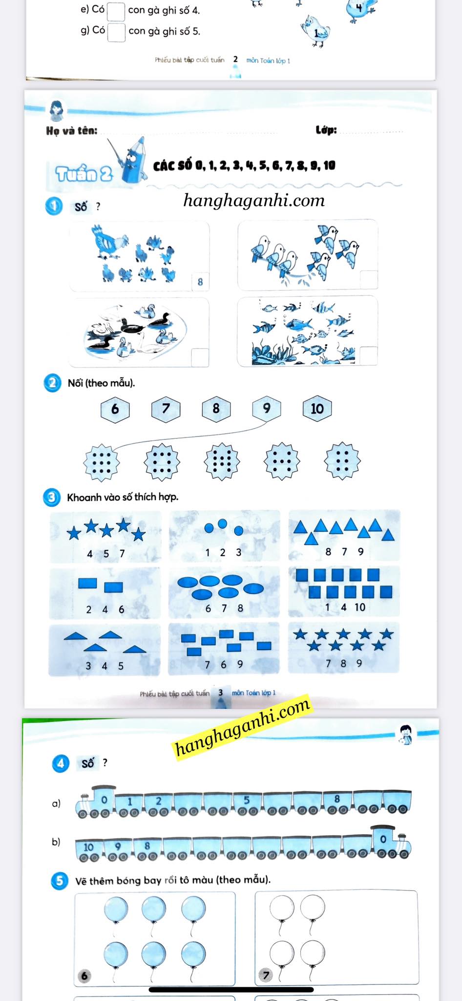 78 Phiếu bài tập Toán lớp 1