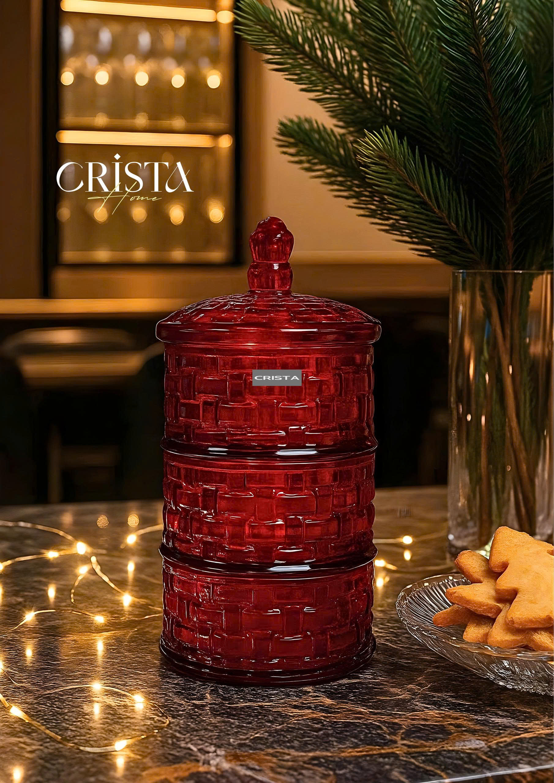 Hũ đựng mứt 3 tầng CRISTA HOME vân caro_thumbnail_10