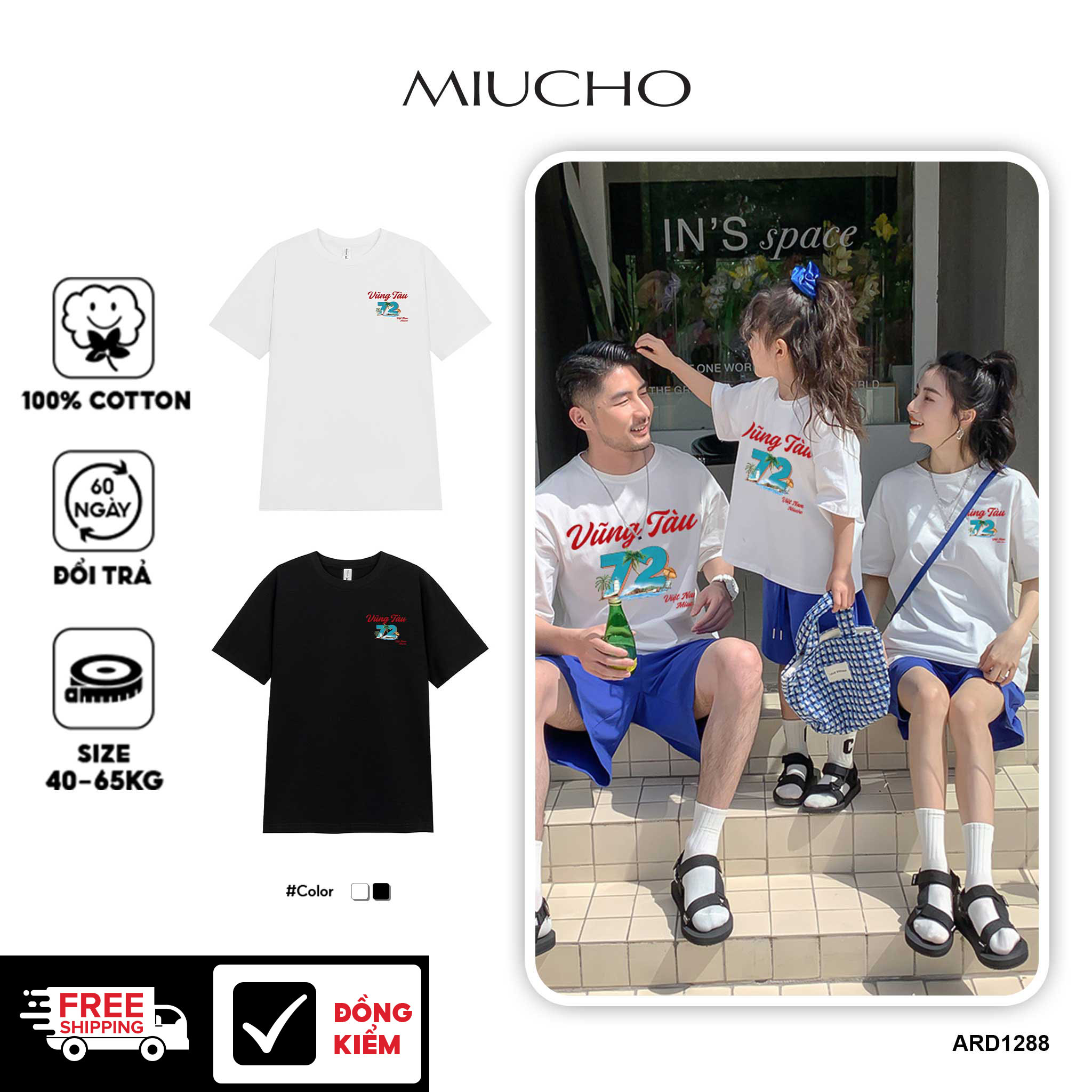 Áo thun nữ du lịch Vũng Tàu form vừa regular thoáng mát ARD1288 Miucho Chic in mix_thumbnail_1
