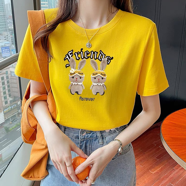[Form Rộng] Áo phông nữ  in hình Thỏ Friends - LOZA CT6418_thumbnail_0